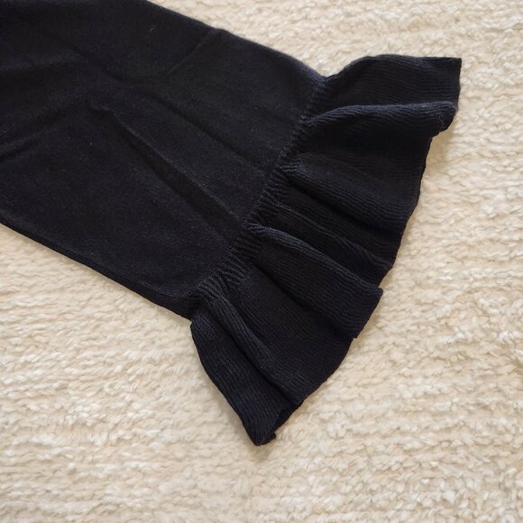 Laundry Shelli Segal Black Turtleneck LS Ruffle Cuffs/Waist Sweater Large - Picture 10 of 13